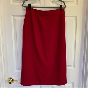 CHAUS Red 100% Wool Fully Lined Skirt Size 14